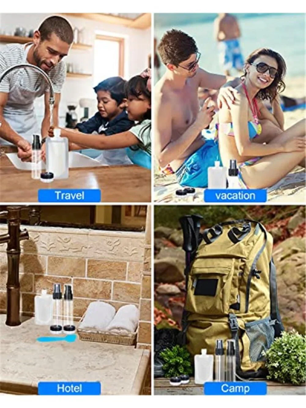 Travel Toiletry Bottles Set Leak Proof Refillable Containers TSA 17 Piece Kit